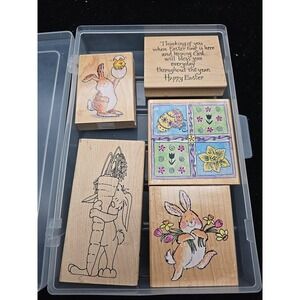 Lot 5 Easter Bunny Bless Rubber Stamps Inky Antics Penny Black Northwoods Spring